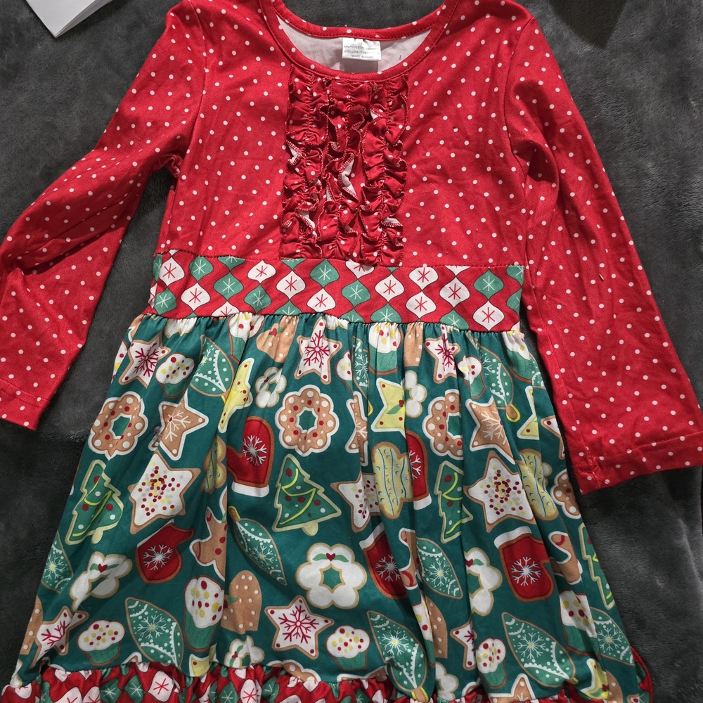 Festive Red and Green Kids Dress